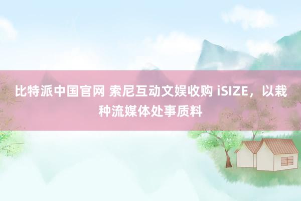 比特派中国官网 索尼互动文娱收购 iSIZE，以栽种流媒体处事质料