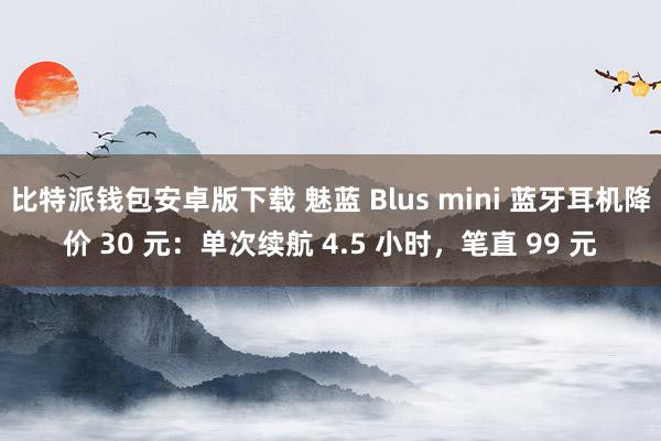 比特派钱包安卓版下载 魅蓝 Blus mini 蓝牙耳机降价 30 元：单次续航 4.5 小时，笔直 99 元