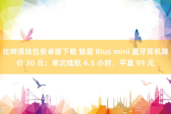比特派钱包安卓版下载 魅蓝 Blus mini 蓝牙耳机降价 30 元：单次续航 4.5 小时，平直 99 元