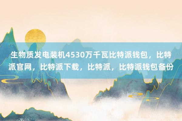 生物质发电装机4530万千瓦比特派钱包，比特派官网，比特派下载，比特派，比特派钱包备份